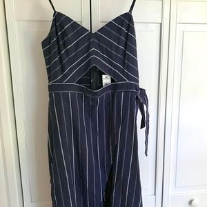NWT Striped Cut-Out Wrap Front Cotton Midi Dress